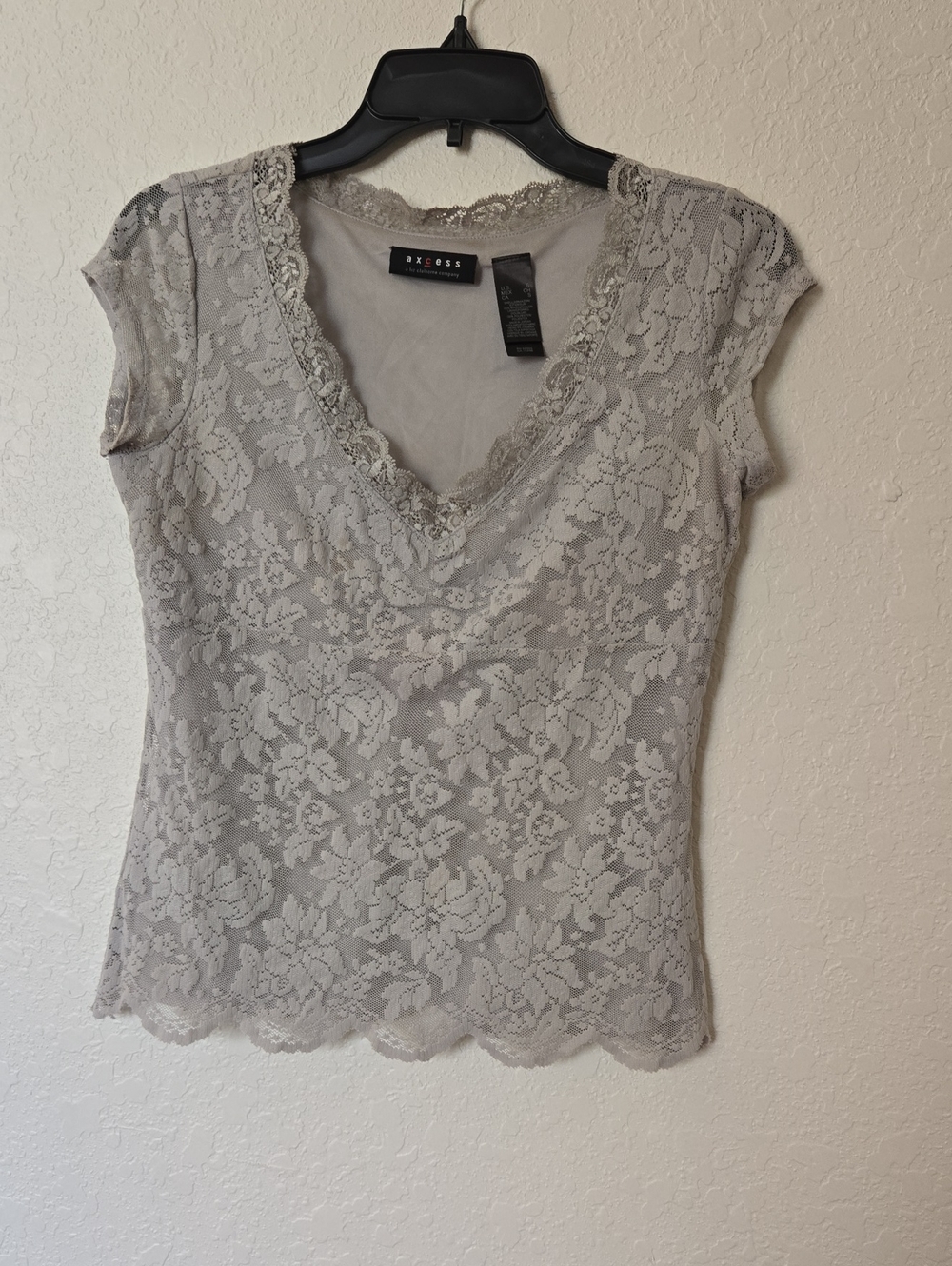 Axcess Light Gray Lace V-Neck Camisole